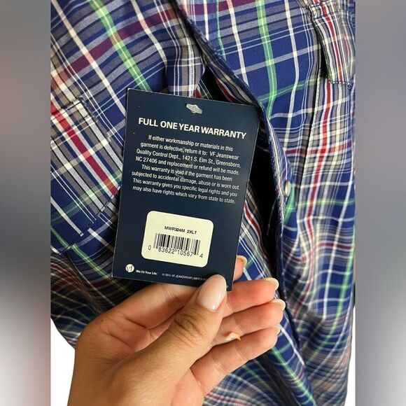 NWT WRANGLER MENS 2XL PLAID BUTTON UP SHIRT SHORT SLEEVE PEARL BUTTONS - Picture 8 of 11